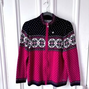 Northern Reflections Women’s Fair Isle Full Zip Crewneck Christmas Cardigan L